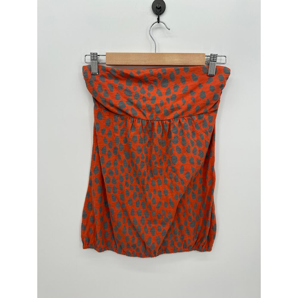American Eagle Y2K Babydoll Strapless Top Size M Orange Polka Dot